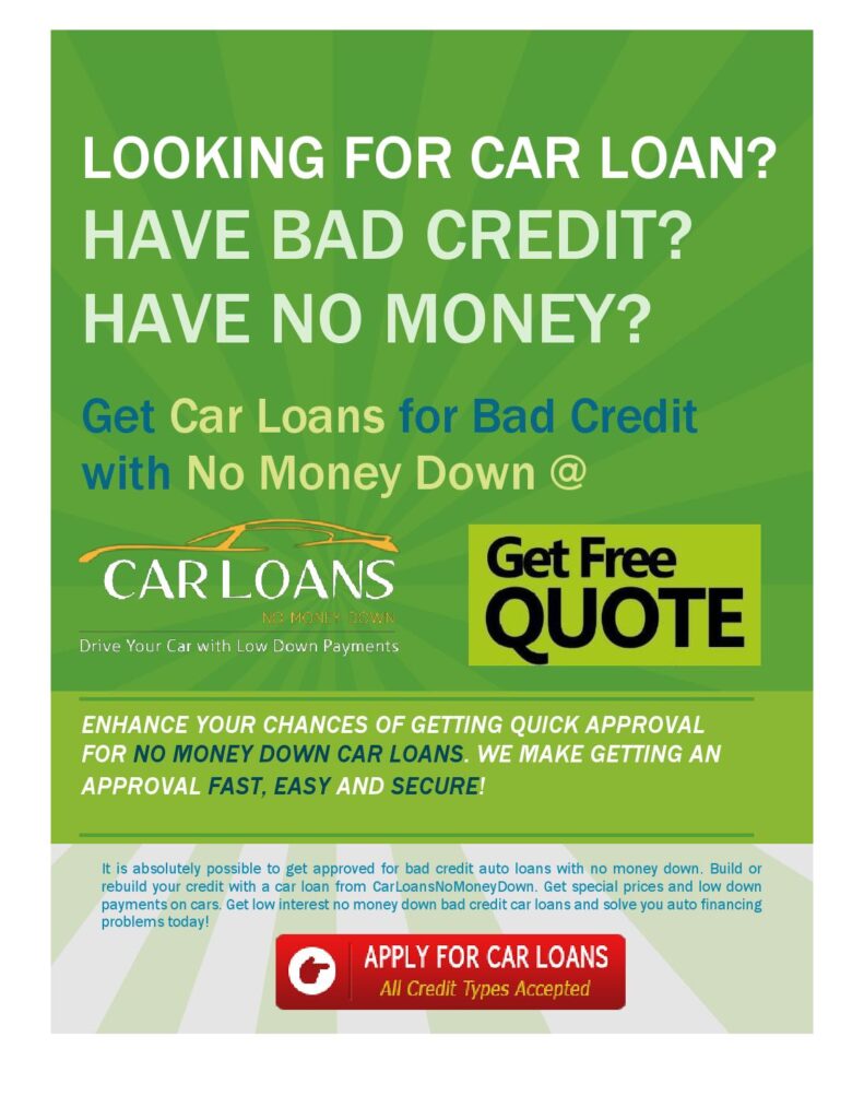 Car Financing With Bad Credit And No Money Down